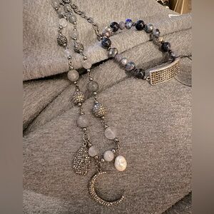 Chicos Odelia Moon Bling Necklace and Bracelet set. Never Worn.